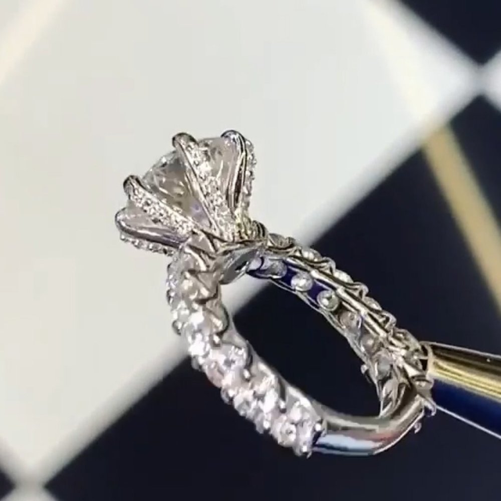 🎀 Luxury Large Round Gemstone Anillos Bling Bling Zircon Rings for Women, PD190 - Picture 6 of 8